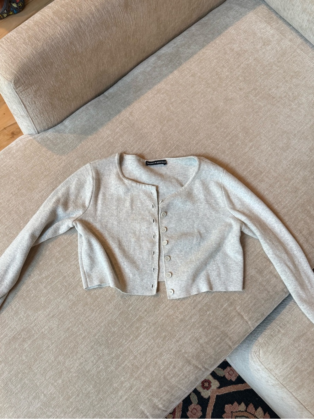 Brandy Melville Gray Cropped Button-Up Cardigan